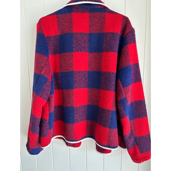 ❗SOLD❗NWT CIDER Blue & Red Check Sherpa Button Up Jacket XL/1XL - Picture 7 of 7